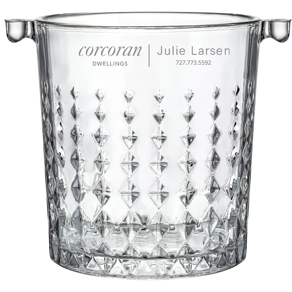 0.9L Mini Crystal Glass Ice Bucket with Handle and Tong 1