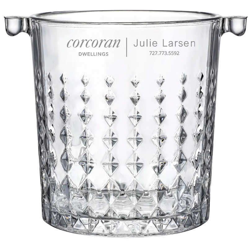 0.9L Mini Crystal Glass Ice Bucket with Handle and Tong