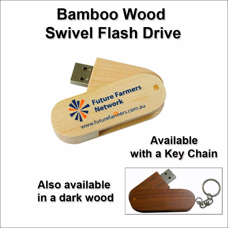 Bamboo Wood Swivel Flash Drive / USB - 1 GB Memory