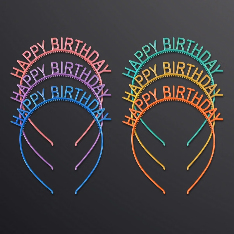 Happy Birthday Headbands: Rainbow Assortment (No Lights)