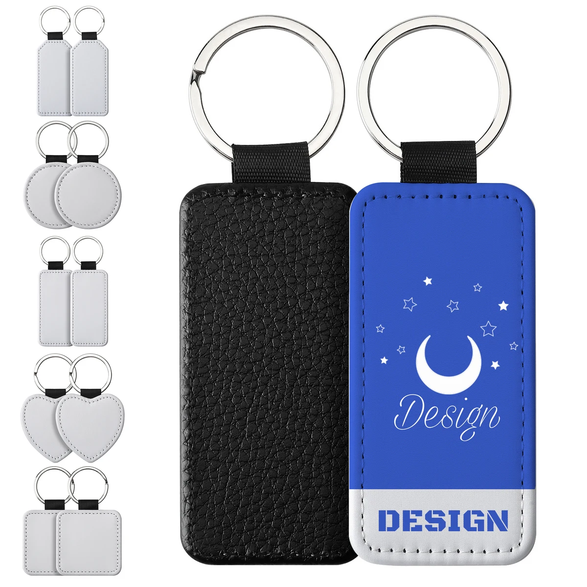 Custom PU Leather Keychain 5 Shapes Personalized Gifts 1