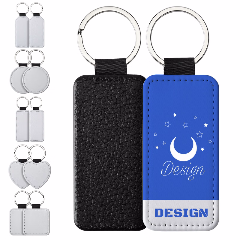 Custom PU Leather Keychain 5 Shapes Personalized Gifts