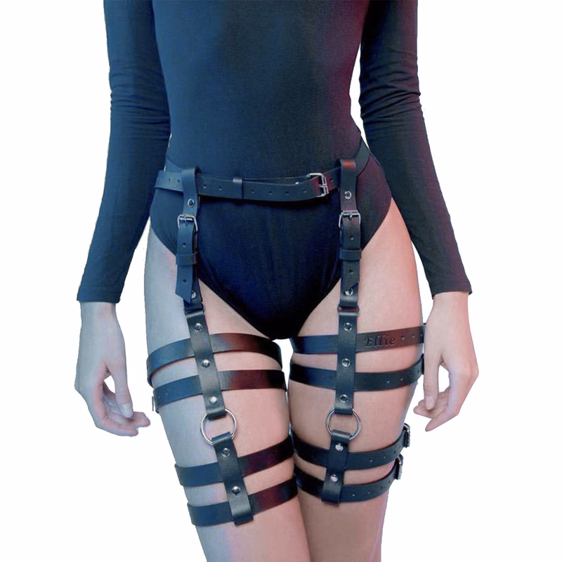 Punk PU Leather Leg Garters Combo