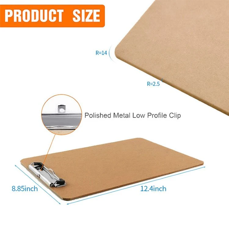 Factory price 9 x 12.5 Inches Recycled Brown Low Profile Clip Clipboard 1
