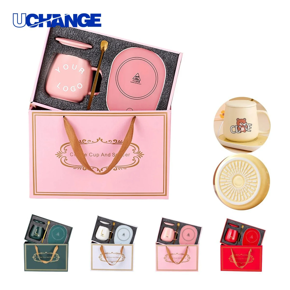 Heated Ceramic Cup Gift Set Kit with Spoon and Pad 1