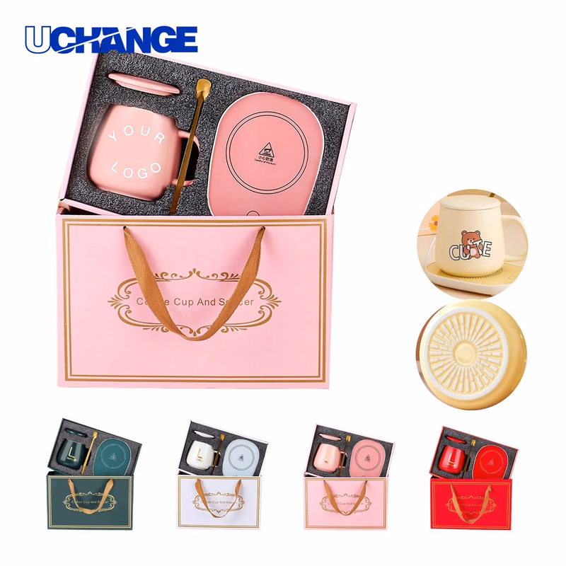 Heated Ceramic Cup Gift Set Kit with Spoon and Pad