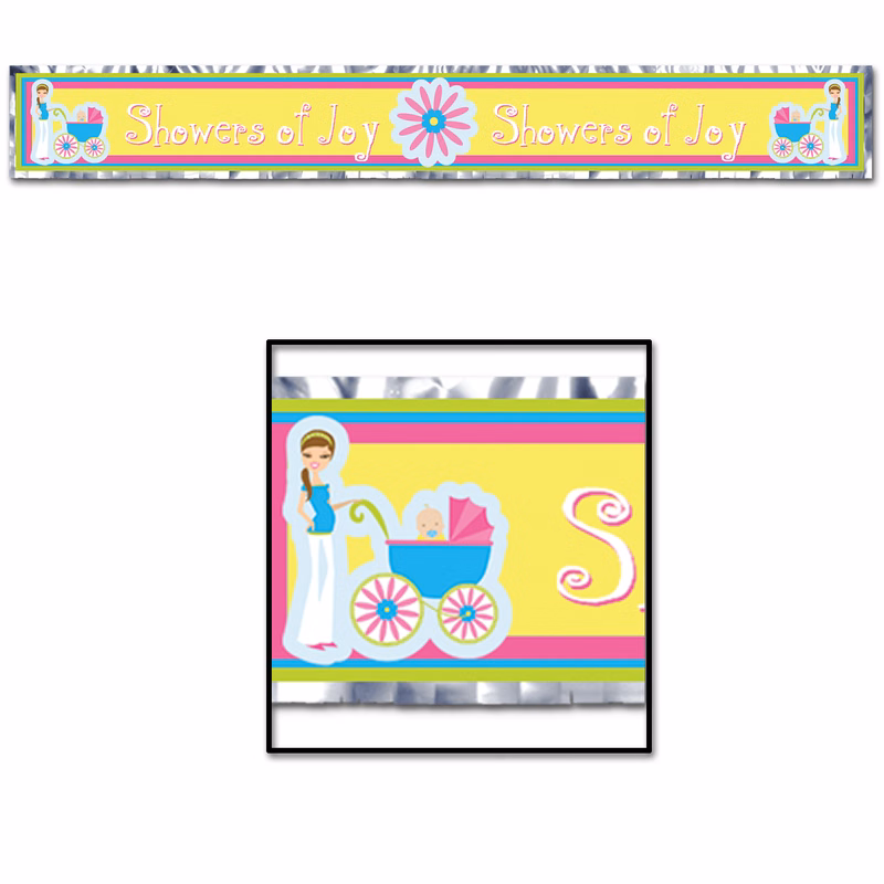 Metallic Showers of Joy Fringe Banner