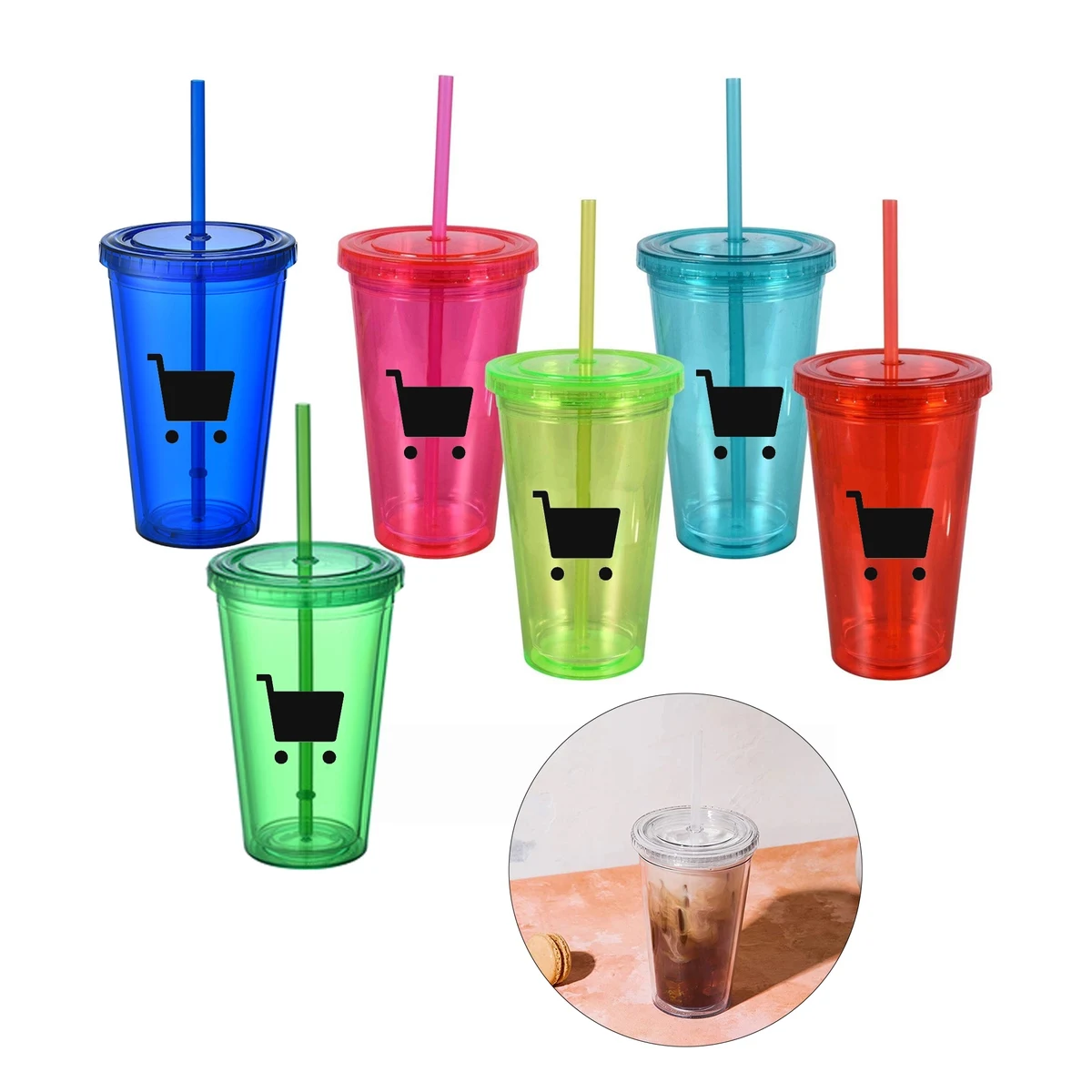 20 oz. Double Walled Tumblers w/ Straw 1