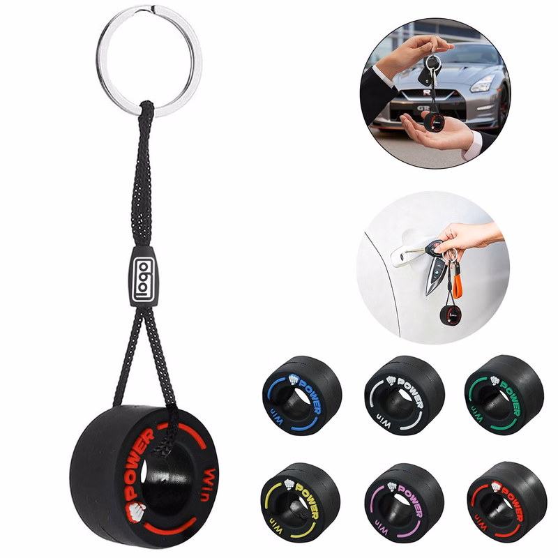 PVC Soft Rubber Tire-Shaped Lightweight Keychain