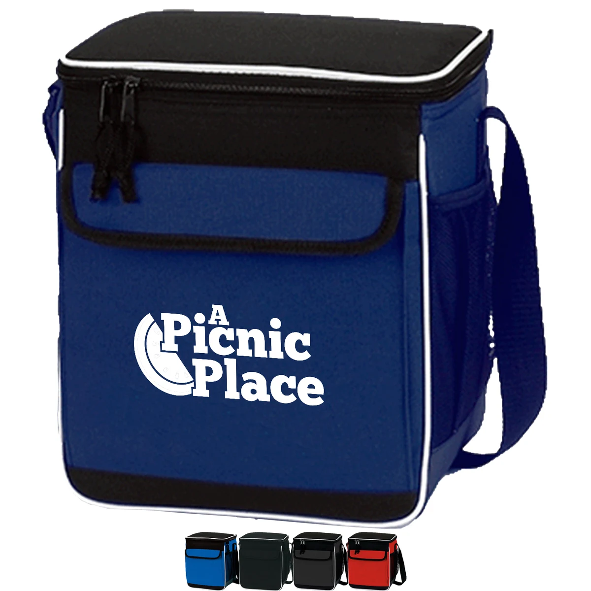 Premium Insulated 12 Pack Lunch Cooler Bag w/ Front Pocket & Side Mesh (9" x 11" x 7") 1