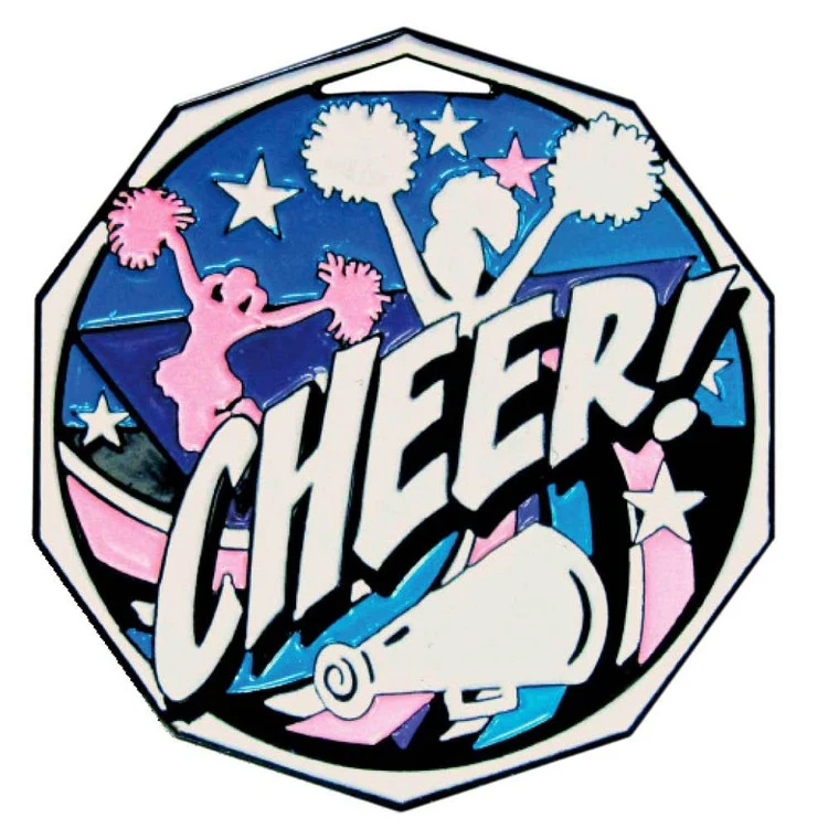 Cheerleading Decagon Colored Medallion (2") 1