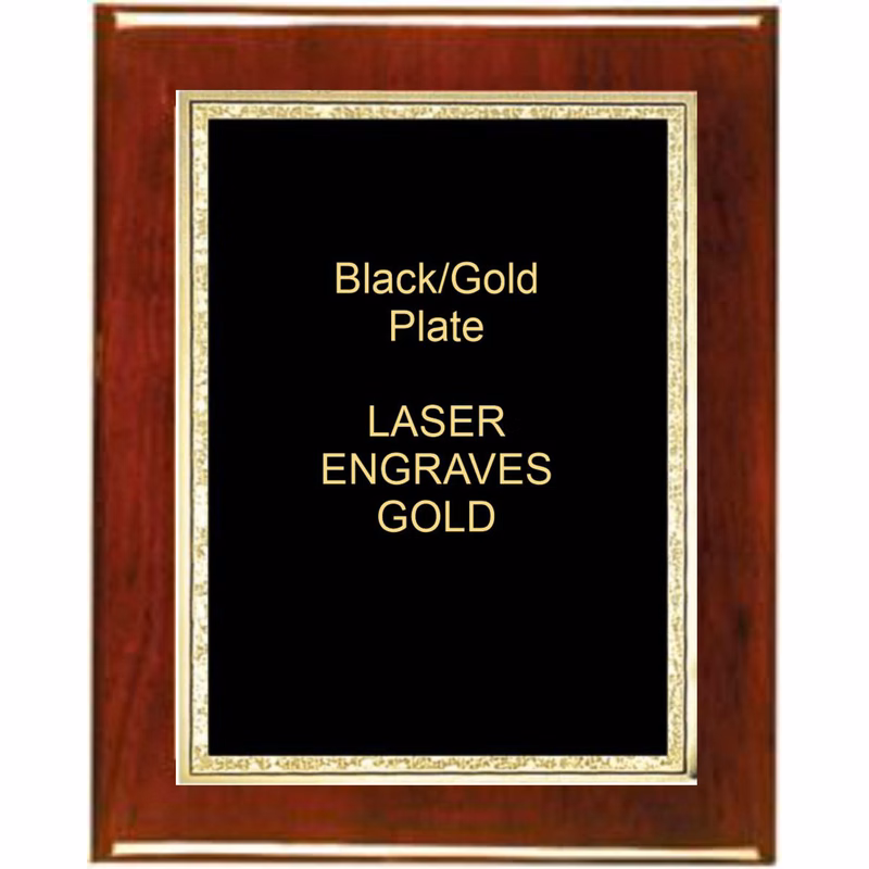7" x 9" Rosewood Piano Finish Plaque with a Black Florentine Plate