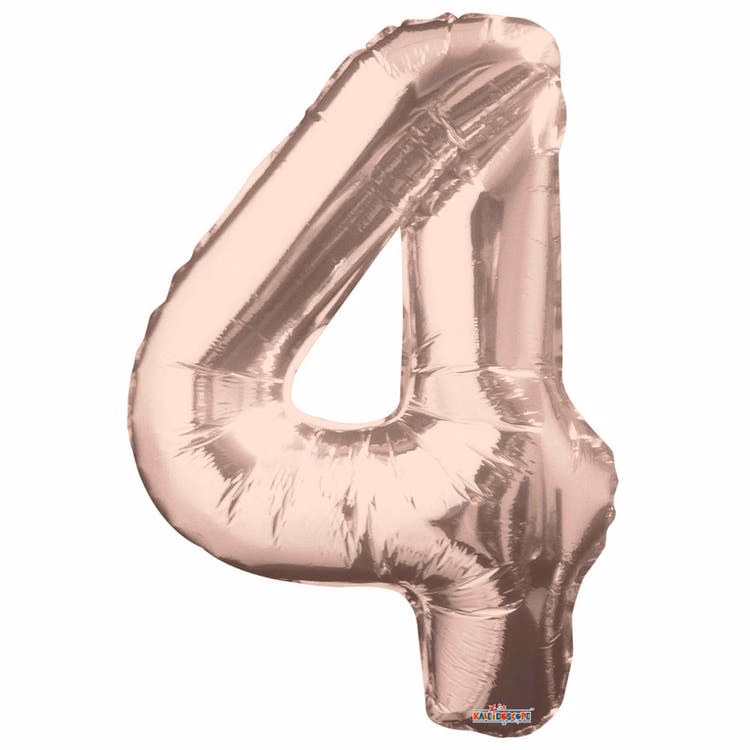 Mylar Number 4 Balloons - Rose Gold 34"