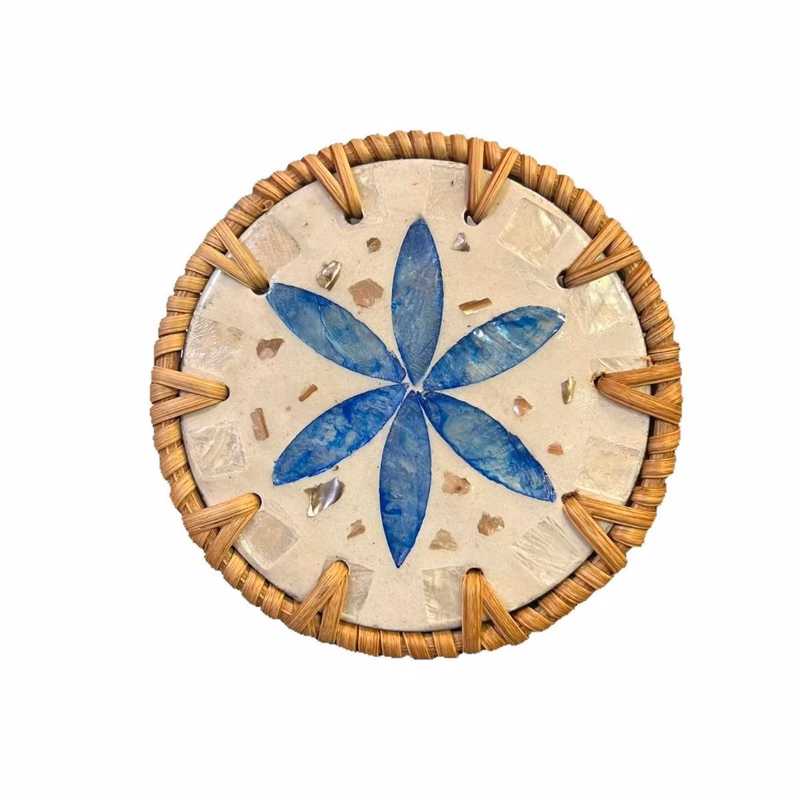 Handmade Boho Rattan Woven Shell Heat Insulation Coaster