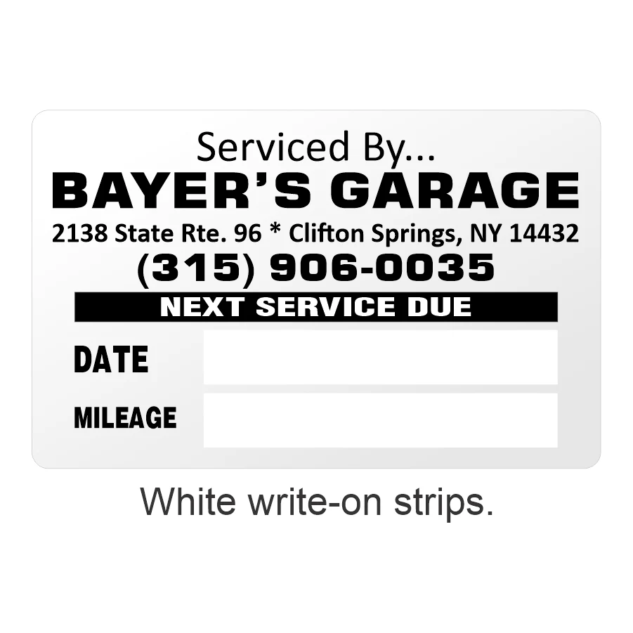 Oil Change Static Cling Sticker with White Strip 1