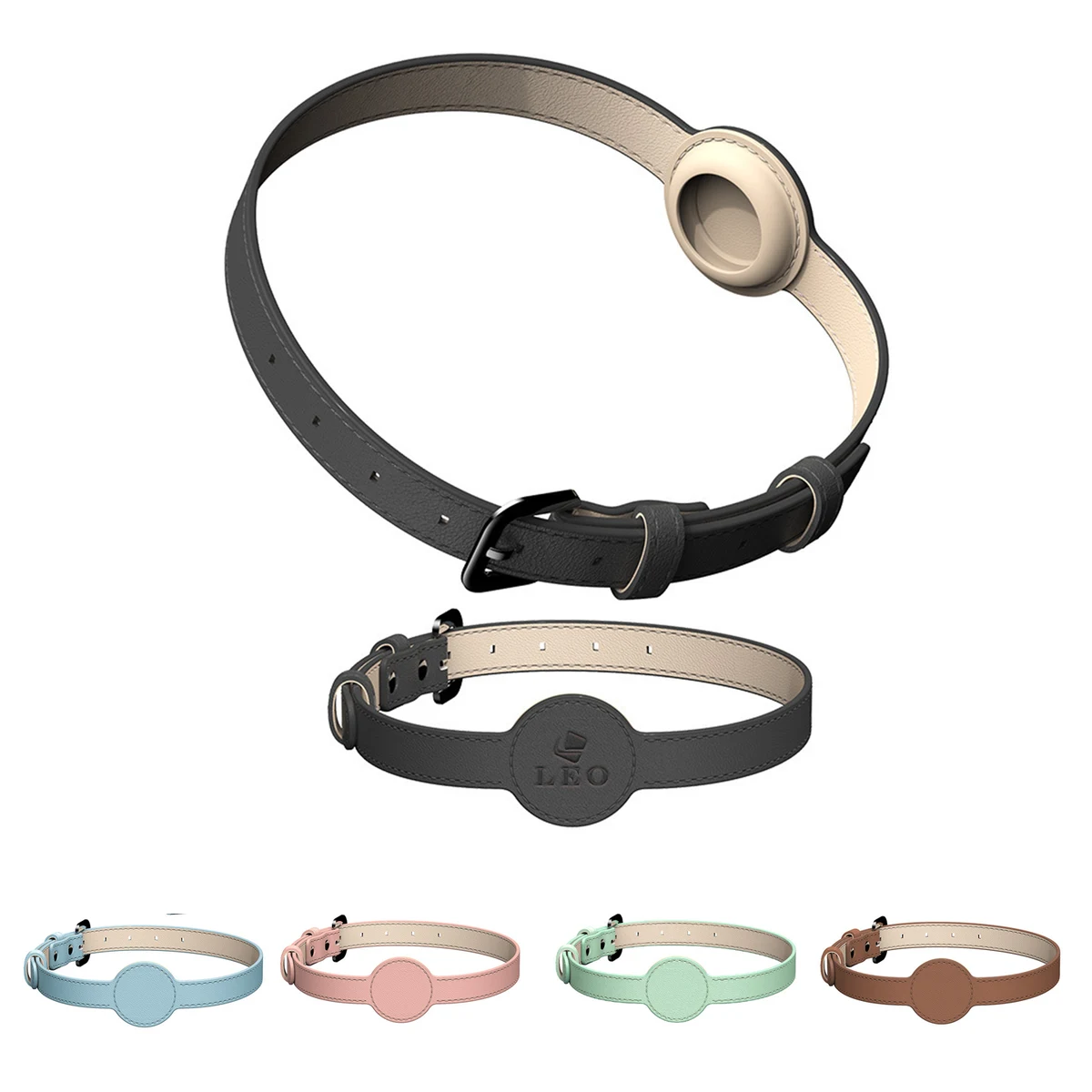 Leather Pet Collar With Apple Air-tag Tracker 1