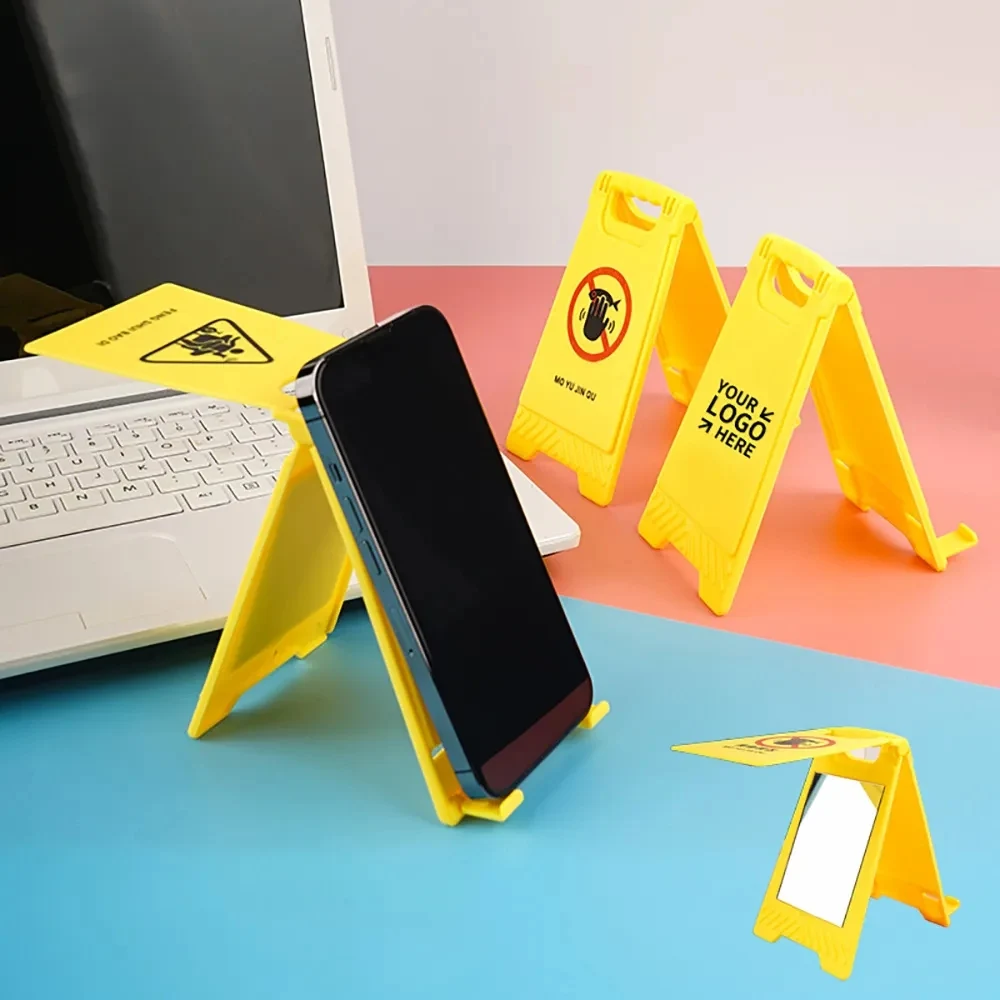 Roadblock Warning Sign Phone Holder with Mirror 1