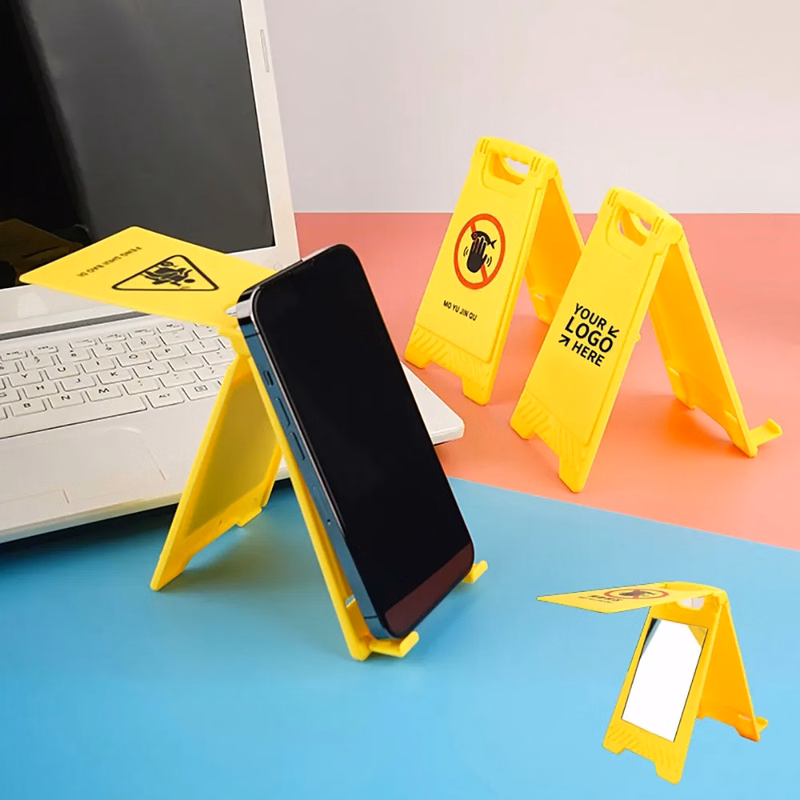 Roadblock Warning Sign Phone Holder with Mirror