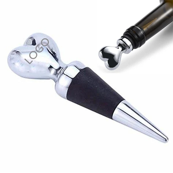 HEART SHAPED STAINLESS STEEL WINE STOPPER 1