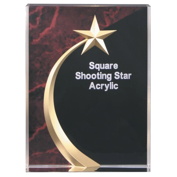 6 3/4" Red Marble Square Shooting Star Acrylic 1