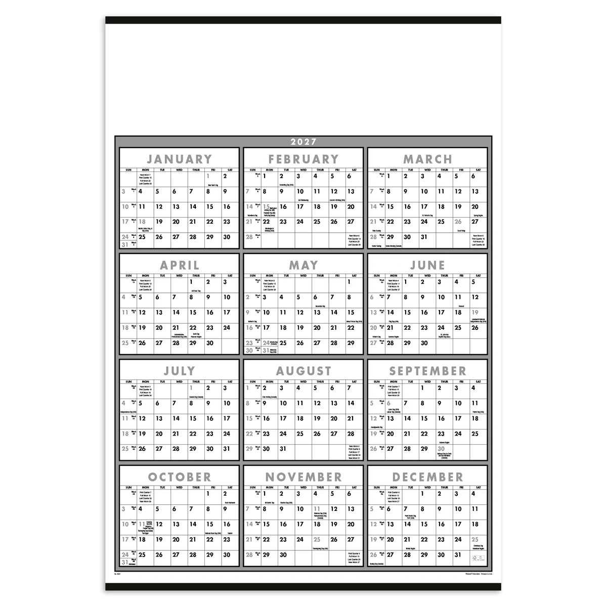 Triumph® Calendars Black & White Span-A-Year Non-Laminated Calendar 1