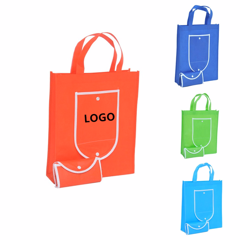 Foldable Non-woven Shopping Tote Bag with Snap Closure