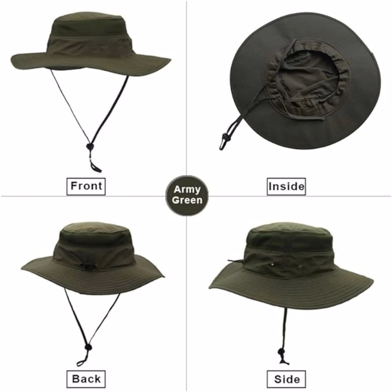 MOQ 50 Wide Brim Fisherman Hat Chin Drawstring