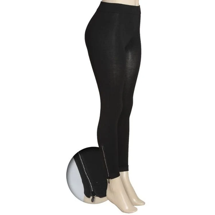 Women's Zipper Leggings - Black S/M - L/XL 1