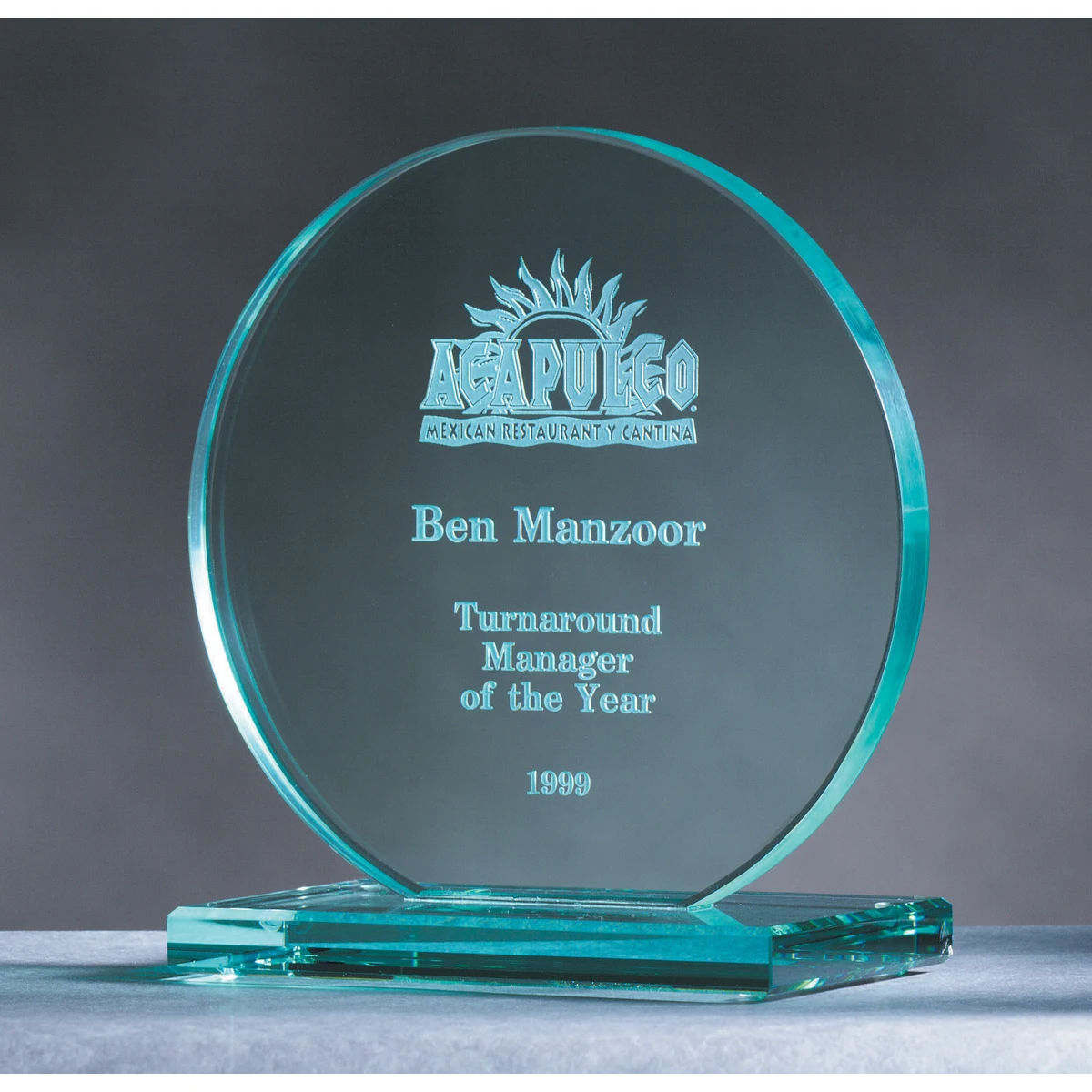 4" Jade Glass Circle Award 1
