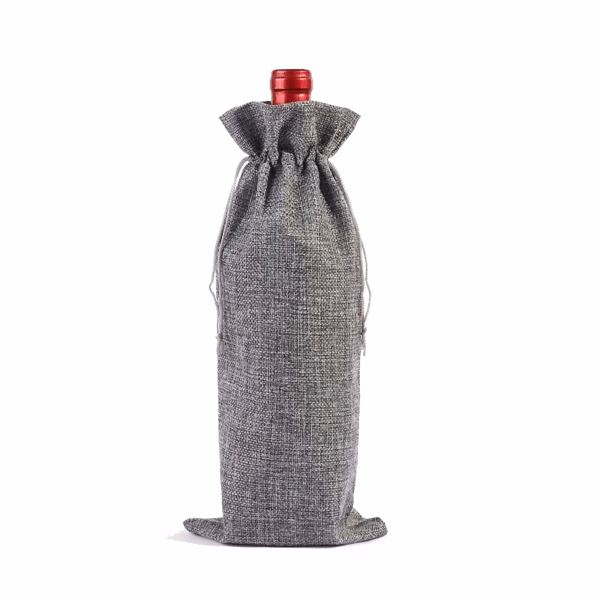 Custom Linen Drawstring Wine Bag for 750 ML — Full-Color Eco-Friendly Wine Carrier