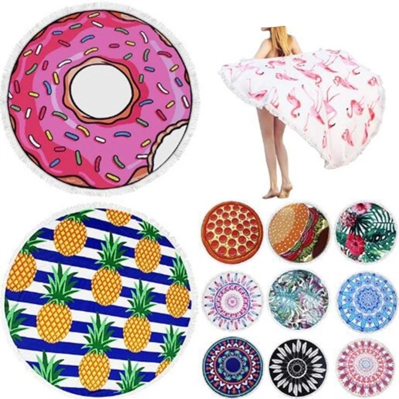 Custom Pattern Microfiber Round Beach Towel 1
