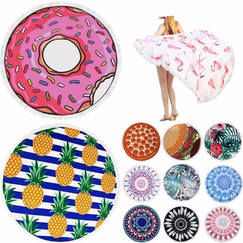 Custom Pattern Microfiber Round Beach Towel