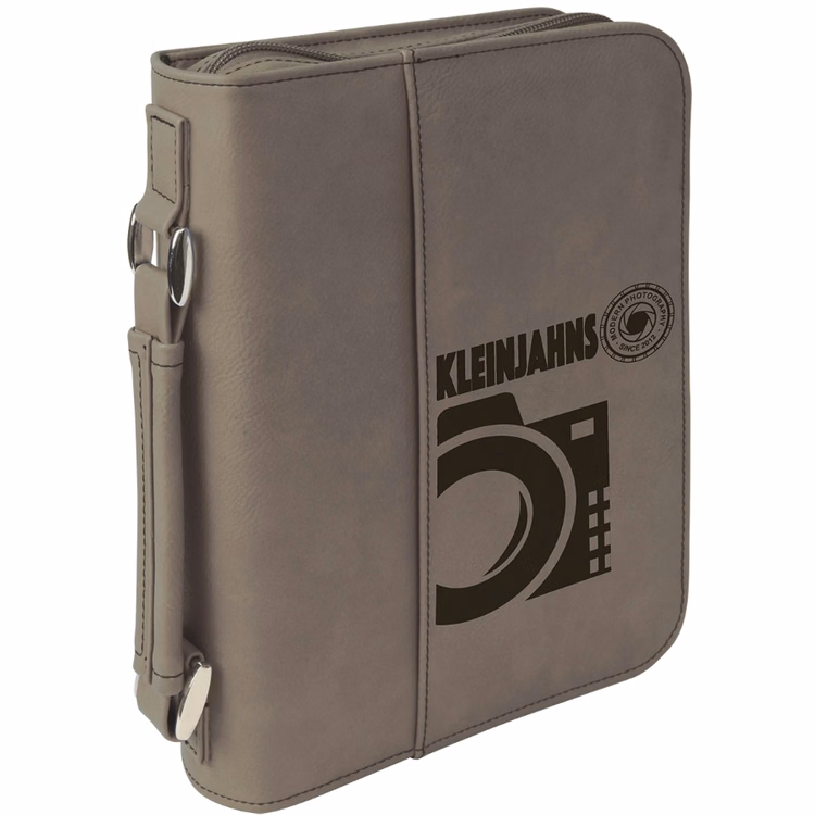 Custom Laser Engraved Gray Leatherette Book Cover