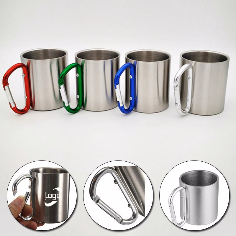10oz Stainless Steel Mug with Carabiner Handle