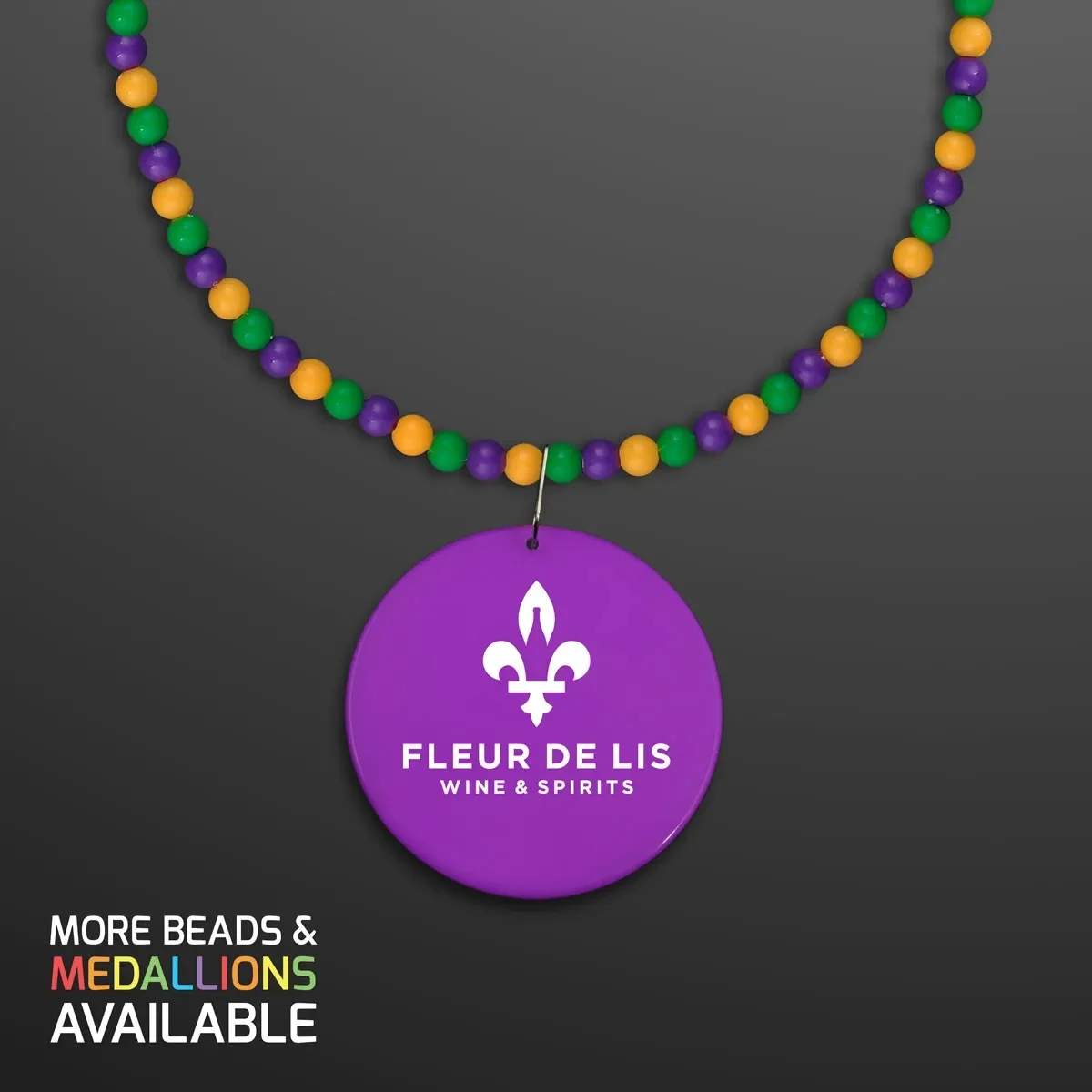 Breakaway Beads for Mardi Gras with Purple Medallion 1
