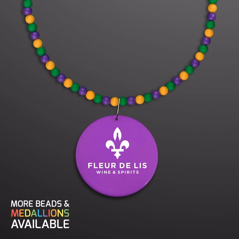 Breakaway Beads for Mardi Gras with Purple Medallion