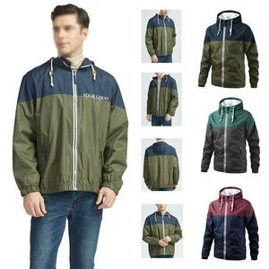 Autumn Patchwork Hooded Water Resistant Windbreaker Jackets For Men 1