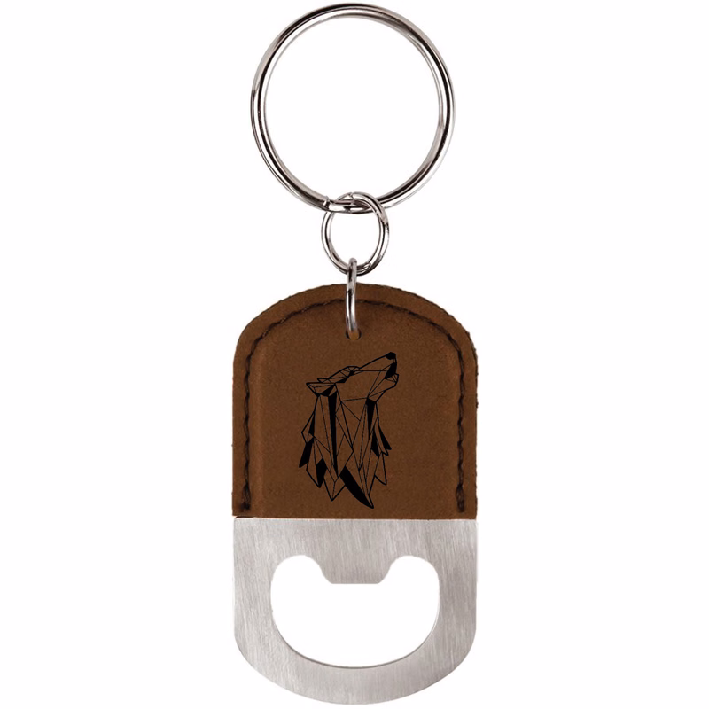 Dark Brown Oval Leatherette Bottle Opener Keychain