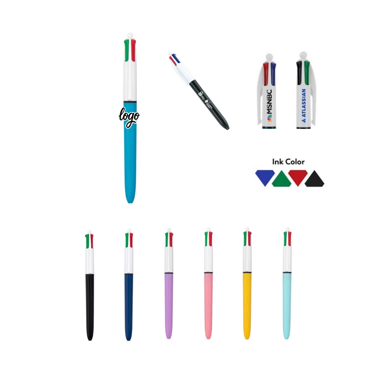 4-Color Click-Action Ballpoint Pen, custom pen with logo imprint 1