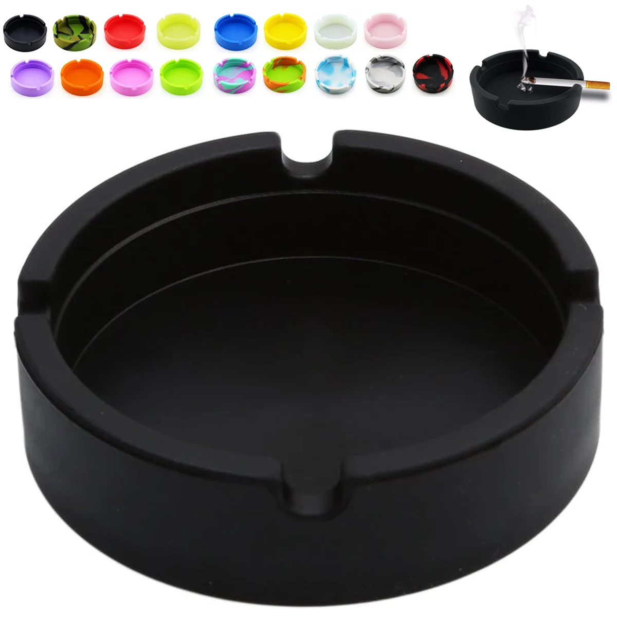 Durable Silicone Round Ashtray for Indoor & Outdoor Use 1