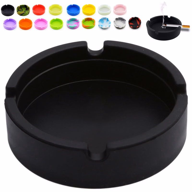Durable Silicone Round Ashtray for Indoor & Outdoor Use
