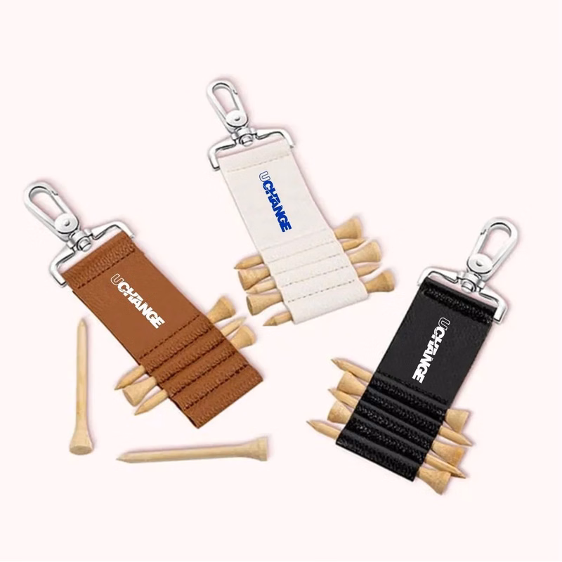 Personalized Golf Tee Holder Keychain With 5 Wooden Tees