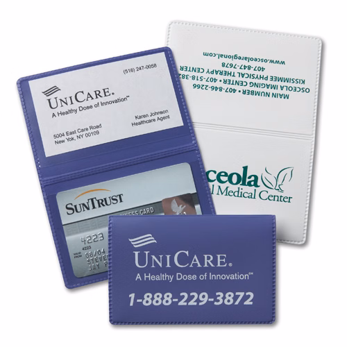 Economy case with 1 clear pocket, 1 opaque pocket. Finished size 4" x 2.625"