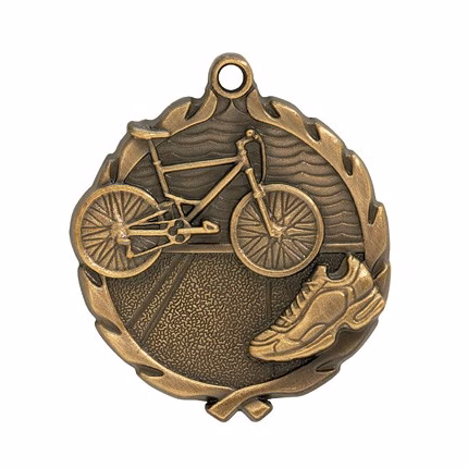 Triathlon Wreath Medal, 1 3/4"