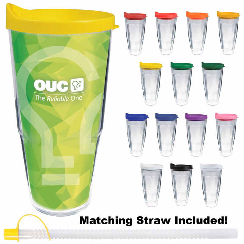 24oz Thermal Dual Walled Travel Tumbler - White Printed Insert