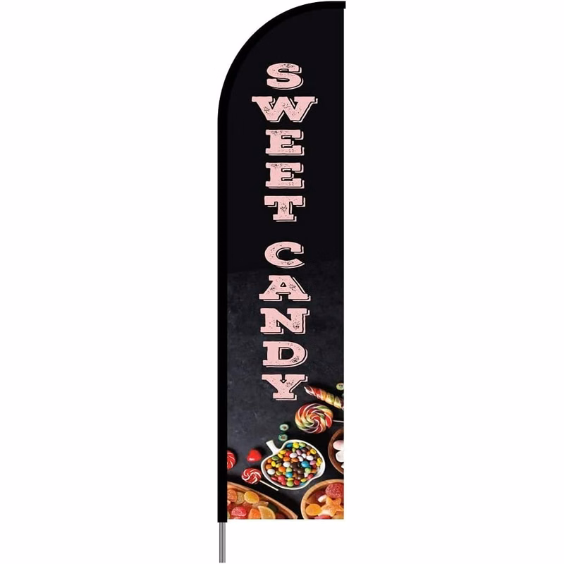 Sweet Candy Shop Store Sign Feather Flag Swooper Banner Pole Kit Outdoor Business Display, 15ft