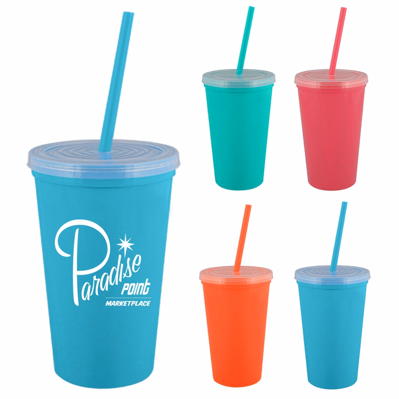 16 oz. Bolero Double Wall Insulated Tumbler - Bright Line Neon Colors