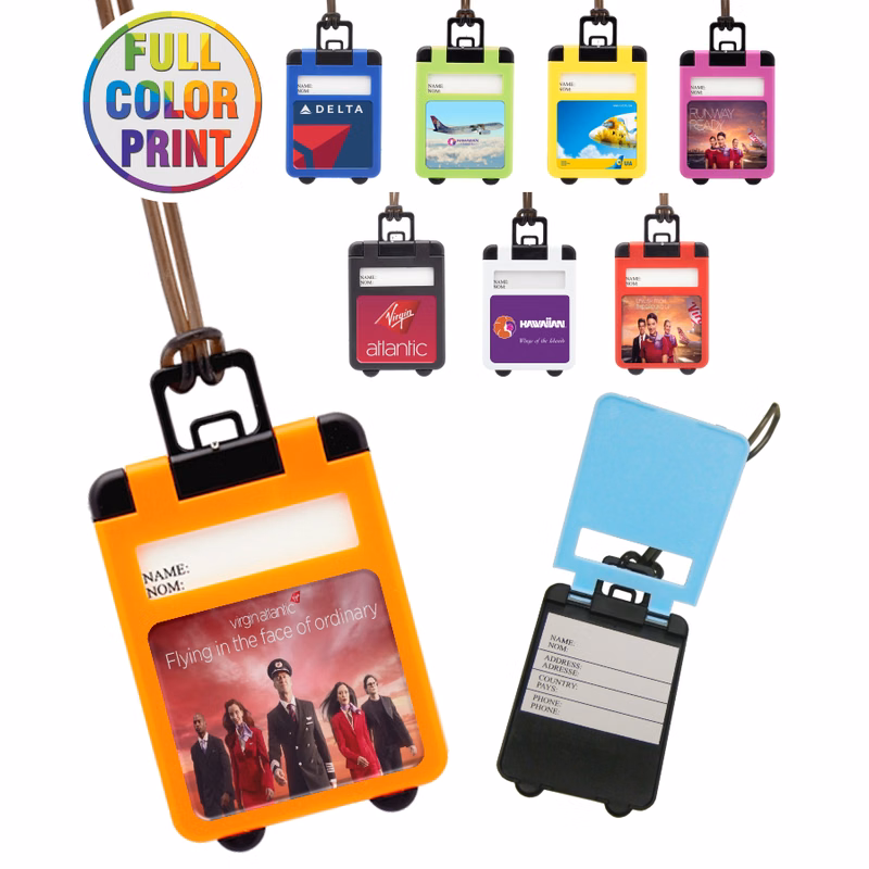 Full Color Suitcase Shaped Luggage Tag with Pop Up Cover