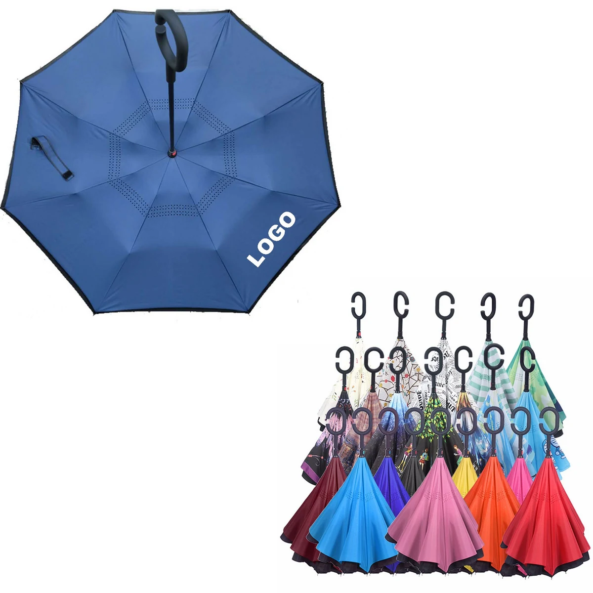 Large Windproof Inverted Reverse Upside Down Umbrella 1