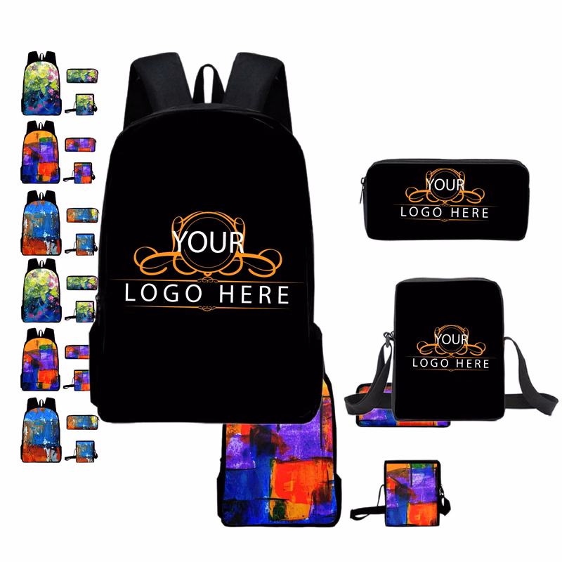 Full Color 3D Printed School Bag Zipper Backpack